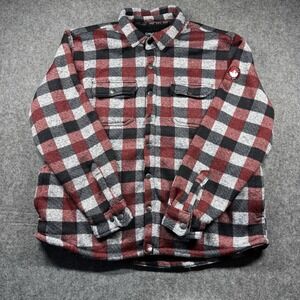 CANADA WEATHER GEAR MEN'S SHERPA LINED BUFFALO PLAID SHIRT JACKET‎ SIZE: XXL RED